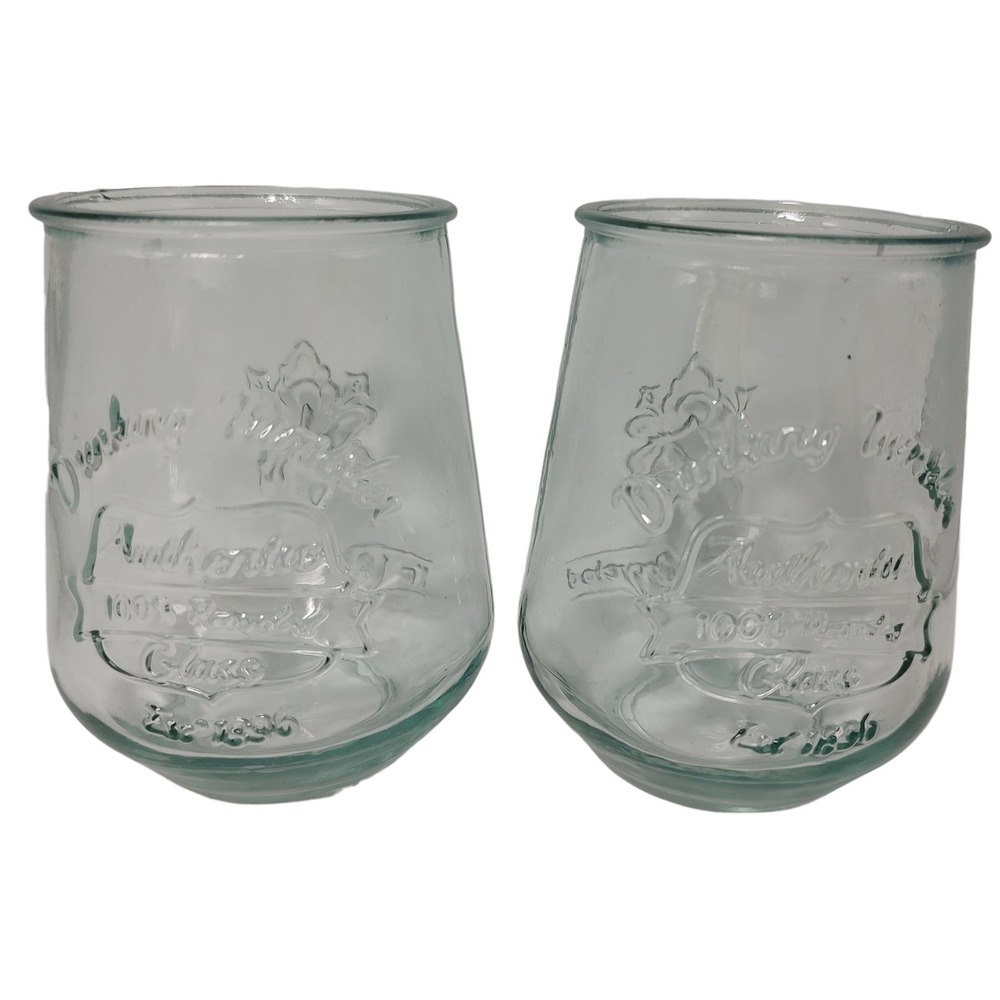 Authentic San Miguel Drinking Tumblers Glasses Recycled Glass Set of Two SEE